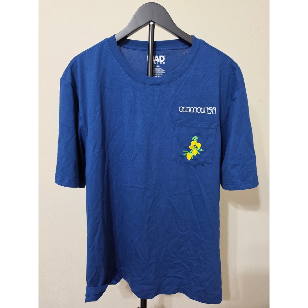 Mad Engine Mens Amalfi Italy Dolce Far Niente Lemon Pocket T-Shirt Navy XL NWT